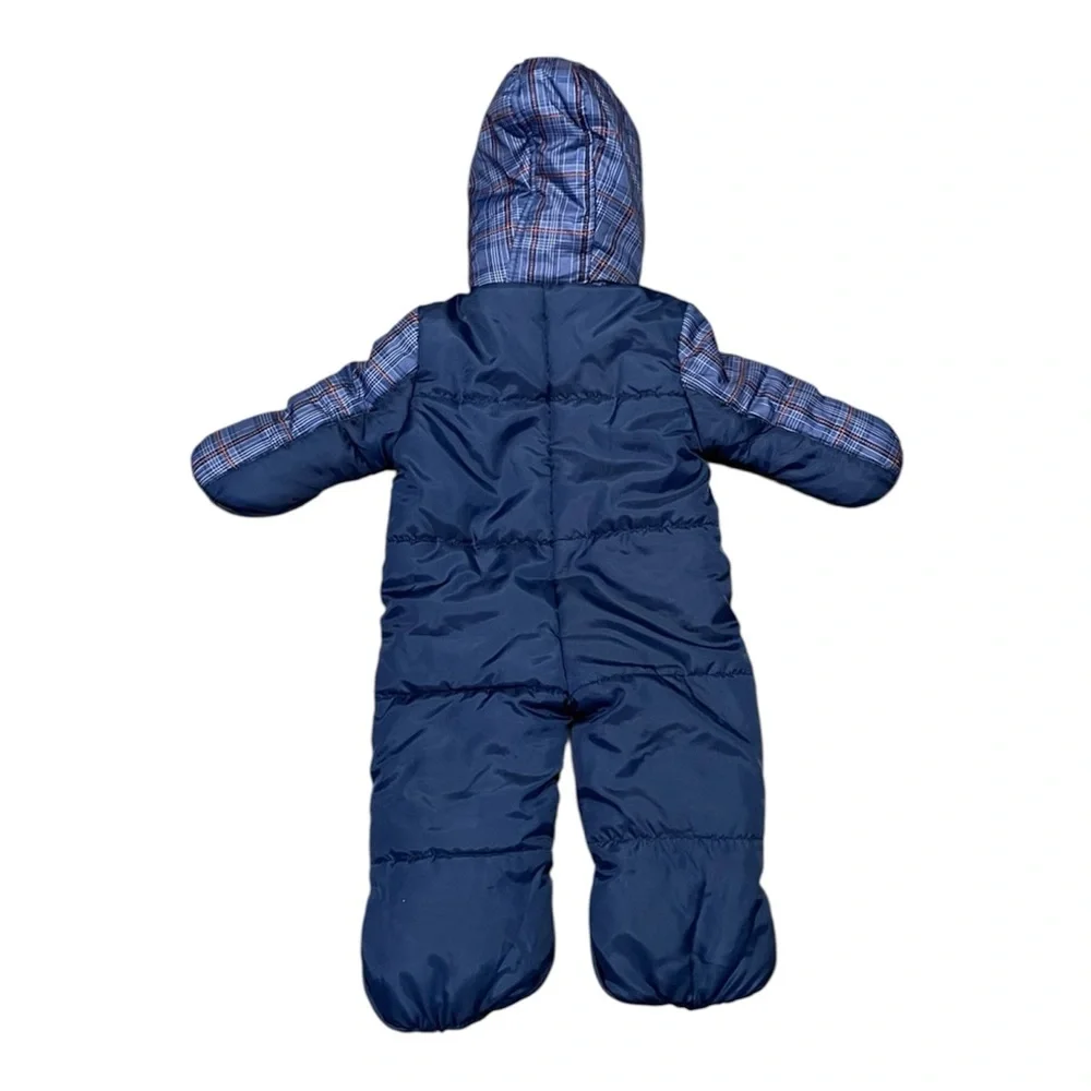 Baby Xtreme Navy and‎ Plaid Snowsuit Zip Up 12M